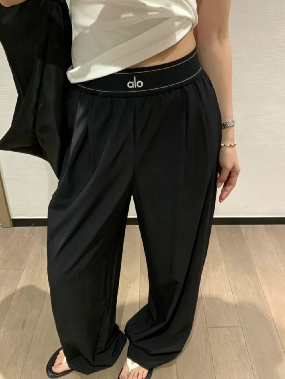 ALO Yoga🌸Suit Up Trouser(Regular)Black High-Rise Wide Leg Minimalist Pants💓